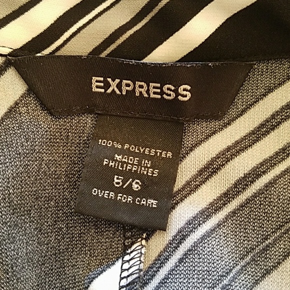 Express V-Neck Striped Belted Career Sheath Dress - Picture 7 of 8